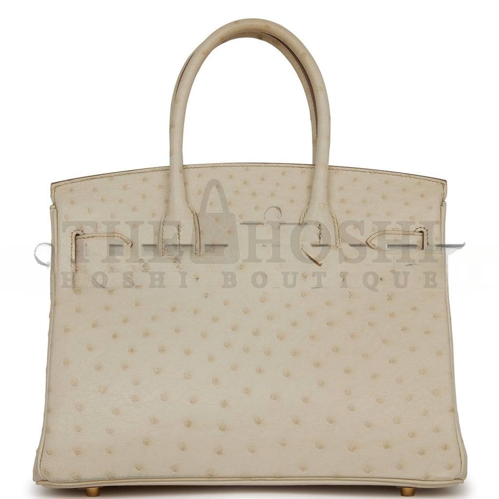 H**me5 MASTER BIRKIN 30 OSTRICH PALLADIUM HARDWARE (30*22*16cm) Master Quality